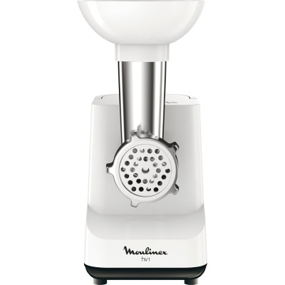 Мясорубка Moulinex, 1400Вт, 1.7кг/мин, 2 решетки, насадка для колбас, пластик, белый (ME111032)