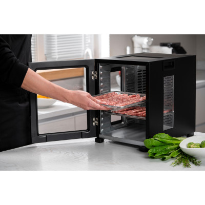 ARDESTO Сушарка для продуктів FDB-1242, 850Вт, піддонів -12x3см, макс-70°С, таймер, електр. управління, нерж., чорний