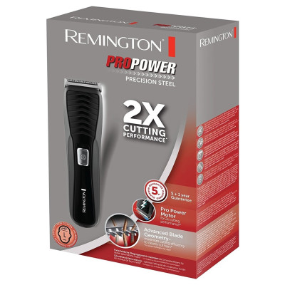 Машинка для стрижки Remington Pro Power Precision Steel, мережа+акум., роторний мотор, насадок-2, сталь, чорний Машинка для стрижки Remington Pro Power Precision Steel, мережа+акум., роторний мотор, насадок-2, сталь, чорний