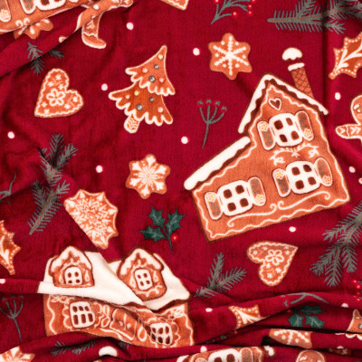 Плед ARDESTO Christmas Flannel 160х200см, 100% поліестер, імбирні будиночки