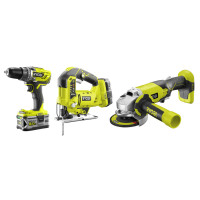 Ryobi Набор инструментов ONE+ R18CK3C-252S: шуруповерт R18DD3, лобзик R18JS, КШМ R18AG 5133003598