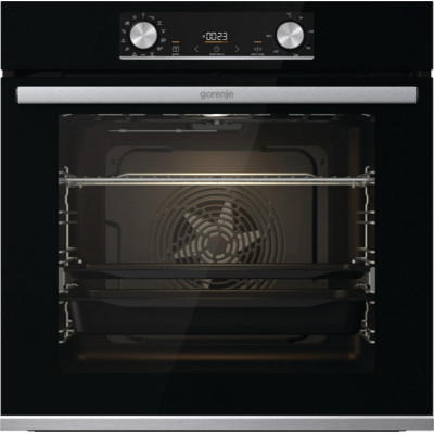 Gorenje Духова шафа електрична, 77л, A, дисплей, ф-я без додавання жиру, чорний