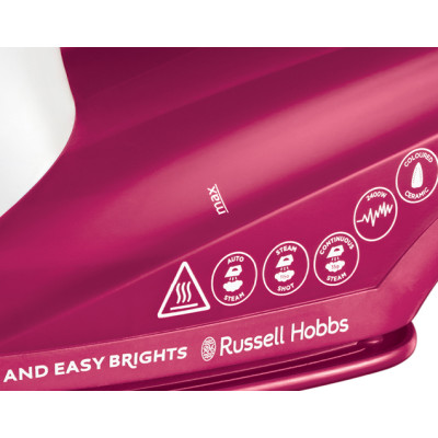 Russell Hobbs Праска Light&Easy Brights Berry, 2600Вт, 240мл, паровий удар -115гр, постійна пара - 35гр, керам. підошва, малиновий Russell Hobbs Праска Light&Easy Brights Berry, 2600Вт, 240мл, паровий удар -115гр, постійна пара - 35гр, керам. підошва, малиновий
