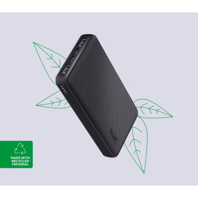 Аккумулятор портативный литий-ионный power bank Trust Primo ECO, 15000мА·ч, 2хUSB-A/USB-C, 15W, черный 24677_TRUST Аккумулятор портативный литий-ионный power bank Trust Primo ECO, 15000мА·ч, 2хUSB-A/USB-C, 15W, черный 24677_TRUST