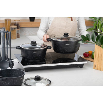 Каструля зі скляною кришкою Ardesto Gemini Anzio, 4.4л, алюміній, чорний AR2424GE Каструля зі скляною кришкою Ardesto Gemini Anzio, 4.4л, алюміній, чорний AR2424GE