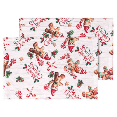 Набір серветок серв. ARDESTO Christmas Gingerbread 30х45см, 2шт, 100% поліестер, червоний