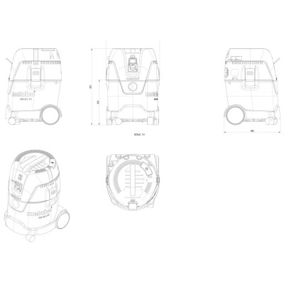 Пилосос професійний Metabo ASA 25 L PC, 1250Вт, 210мБар, бак 25л, 6.9кг Пилосос професійний Metabo ASA 25 L PC, 1250Вт, 210мБар, бак 25л, 6.9кг