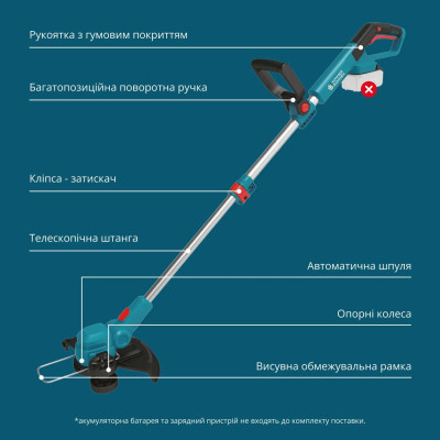 Тример садовий акумуляторний Konner&Sohnen KS CST-20V 20В літій-іонна 8000об/хв 2.8кг без АКБ за ЗП Тример садовий акумуляторний Konner&Sohnen KS CST-20V 20В літій-іонна 8000об/хв 2.8кг без АКБ за ЗП