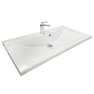 Раковина, умивальник Adamant QUANTO, штучний камінь, прямокут., з отвором для змішувача, з отвором для переливу, 1000х447х140мм, накладний, білий