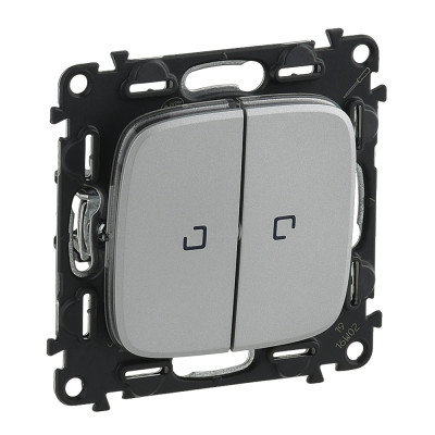 Перемикач 2-клавішний з підсвіткою Legrand Valena ALLURE, 10АХ, 250V, алюміній