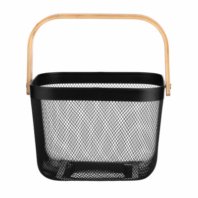 ARDESTO Кошик з ручкою Midori 25х24.5х18см, метал, бамбук, чорний