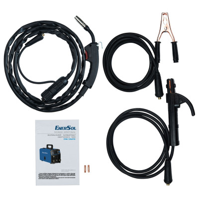 Зварювальний напівавтомат інверторний EnerSol EWM-130AFDS (дріт 0.8мм + електрод 4мм) 20-160А 5.1кВт 160-260В 5.49кг