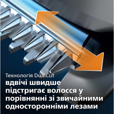 Машинка для стриження  Philips Series 7000, акум., роторний мотор, насадок-3, кейс,ножиці, гребінець в компл, сталь, чорно-сірий