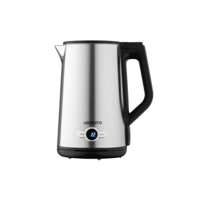 Електрочайник ARDESTO Steel Collection 1.7л, Strix, LED дисплей, подвійні стінки, сріблястий