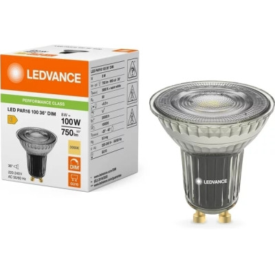 LEDVANCE Лампа GU10 8Вт 3000K 750Лм MR16 димується