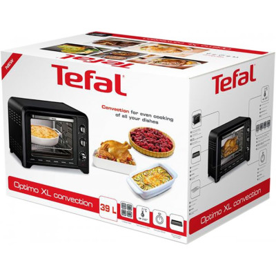 Піч електрична Tefal Optimo, 39л, 2000Вт, механіч., гриль, конвенція, підсвітка всередині, чорна