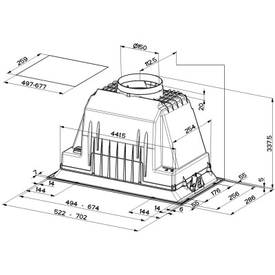 Витяжка Faber вбудована, 70см, 1219м.куб/год, Inka Lux Smart Ev8 X A70, нерж