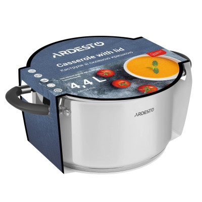 Каструля зі скляною кришкою Ardesto Gemini Salerno, 4.4л, нержавіюча сталь, силікон AR1947CS