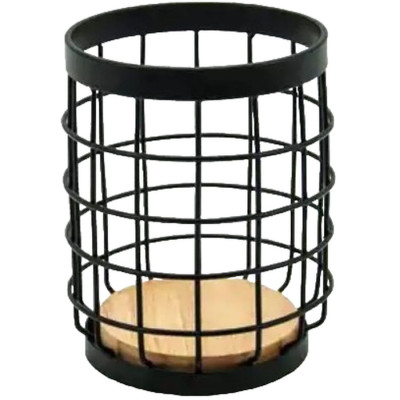 Підставка для столових приборів Ardesto Midori 12х12х15.5см, метал, дерево, чорний Підставка для столових приборів Ardesto Midori 12х12х15.5см, метал, дерево, чорний