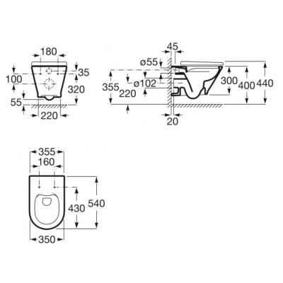 Унітаз підвісний ROCA GAP Round Rimless  з сидінням Slim (A34H0N8000)
