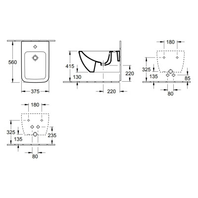 Біде підвісне VILLEROY & BOCH Avento 56*37,5см, білий альпін 54050001 Біде підвісне VILLEROY & BOCH Avento 56*37,5см, білий альпін 54050001