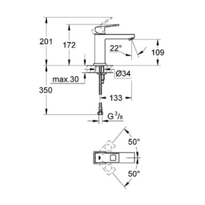 Смеситель для умывальника Grohe EUROCUBE, однорычажный 23446000