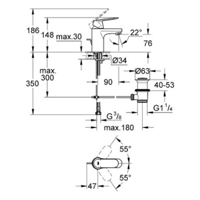 Grohe EUROSMART Cosmopolitan смеситель для умывальника, однорычажный 32825000