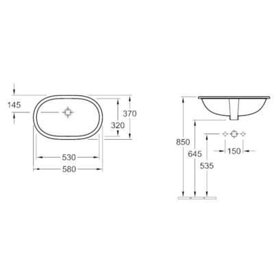 Умывальник встраиваемый VILLEROY&BOCH O.NOVO 53*32см 41625001
