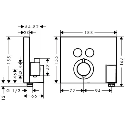 Hansgrohe SHOWER Select термостат для двох споживачів, СМ (15765000)