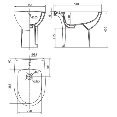 Біде підлогове KOLO FREJA L75000000 Біде підлогове KOLO FREJA L75000000