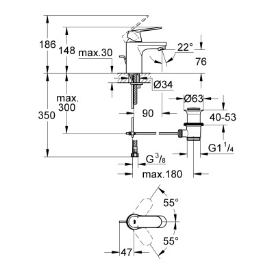Змішувач для раковини Grohe Eurosmart Cosmopolitan , одноважільний 3282500E