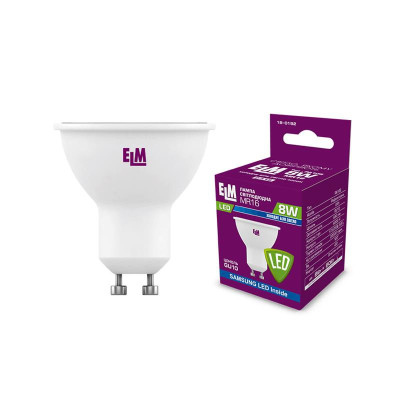 Лампа світлодіодна ELM 8W MR16 GU10 4000K (18-0192) Лампа світлодіодна ELM 8W MR16 GU10 4000K (18-0192)