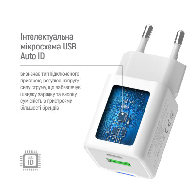 Мережевий зарядний пристрій ColorWay GaN Mini 20W PD Port PPS USB (Type-C PD + USB QC4.0) White (CW-CHS062PD-WT) Мережевий зарядний пристрій ColorWay GaN Mini 20W PD Port PPS USB (Type-C PD + USB QC4.0) White (CW-CHS062PD-WT)