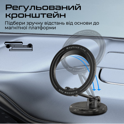 Автотримач для смартфона магнітний Promate MagHoop-Lite Black Автотримач для смартфона магнітний Promate MagHoop-Lite Black