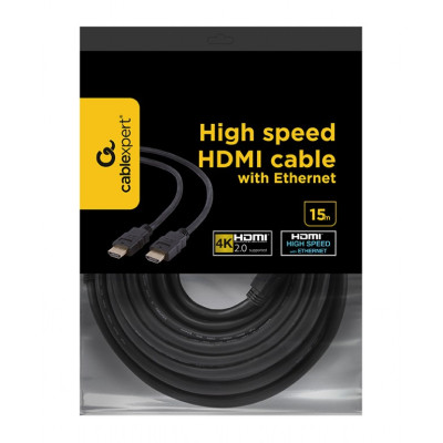 Кабель Cablexpert HDMI - HDMI V 2.0 (M/M), 15 м, чорний (CC-HDMI4-15M) пакет Кабель Cablexpert HDMI - HDMI V 2.0 (M/M), 15 м, чорний (CC-HDMI4-15M) пакет