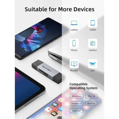 Кардрідер Cabletime USB3.0 A + USB Type-C, SD/TF, 5Gbps (CD40G) Кардрідер Cabletime USB3.0 A + USB Type-C, SD/TF, 5Gbps (CD40G)