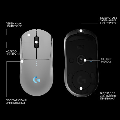 Миша бездротова Logitech G Pro 2 Lightspeed White (910-007302)