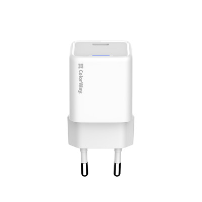 Мережевий зарядний пристрій ColorWay GaN Mini 20W PD Port PPS USB-C White (CW-CHS059PD-WT)