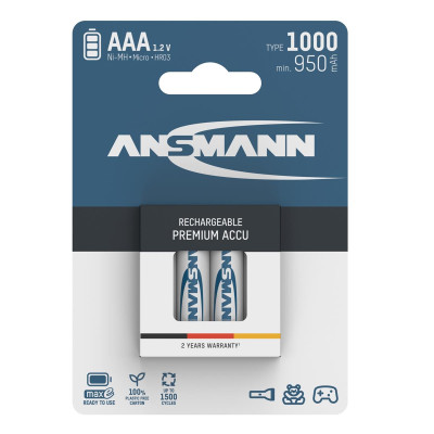 Акумулятори Ansmann AAA/HR03 NI-MH 1000 mAh BL 4 шт Акумулятори Ansmann AAA/HR03 NI-MH 1000 mAh BL 4 шт