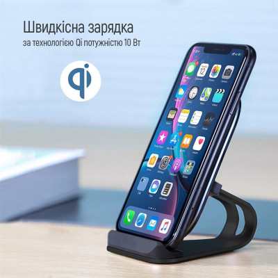 Бездротовий зарядний пристрій ColorWay Wireless Stand 10W Blue (CW-CHW30Q-BL) Бездротовий зарядний пристрій ColorWay Wireless Stand 10W Blue (CW-CHW30Q-BL)