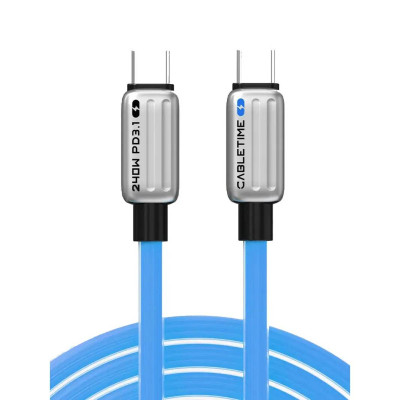 Кабель Cabletime USB Type-C - USB Type-C (M/M) PD 240W, 2 м, Blue (CU05L)