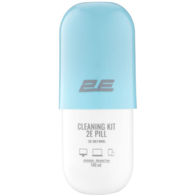 Набір для чищення 2E Pill (2E-SK140BL) LED/LCD + серветка 20х20 см White/Blue Набір для чищення 2E Pill (2E-SK140BL) LED/LCD + серветка 20х20 см White/Blue