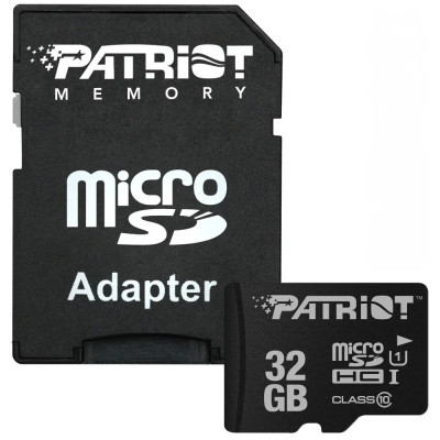 Карта пам`яті MicroSDHC 32GB UHS-I Class 10 Patriot LX + SD-adapter (PSF32GMCSDHC10) Карта пам`яті MicroSDHC 32GB UHS-I Class 10 Patriot LX + SD-adapter (PSF32GMCSDHC10)