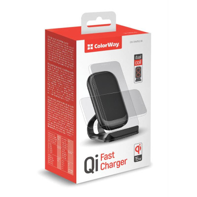 Бездротовий зарядний пристрій ColorWay Wireless Stand 15W Black (CW-CHW31Q-BK) Бездротовий зарядний пристрій ColorWay Wireless Stand 15W Black (CW-CHW31Q-BK)