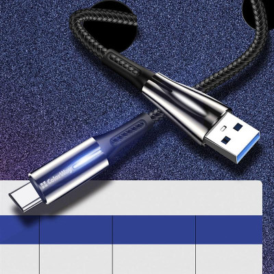 Кабель ColorWay USB - USB Type-C (M/M), Zinc Alloy + Led, 2.4 А, 1 м, Black (CW-CBUC035-BK) Кабель ColorWay USB - USB Type-C (M/M), Zinc Alloy + Led, 2.4 А, 1 м, Black (CW-CBUC035-BK)