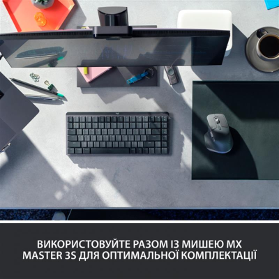 Клавіатура бездротова Logitech MX Mechanical Mini Minimalist Graphite (920-010780) Клавіатура бездротова Logitech MX Mechanical Mini Minimalist Graphite (920-010780)