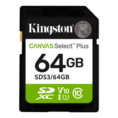 Карта пам`яті SDXC 64GB UHS-I Class 10 Kingston Canvas Select Plus R100MB/s (SDS3/64GB) Карта пам`яті SDXC 64GB UHS-I Class 10 Kingston Canvas Select Plus R100MB/s (SDS3/64GB)