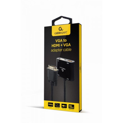 Адаптер Cablexpert VGA - HDMI+VGA (M/F), 0.15 м, Black (A-VGA-HDMI-02) Адаптер Cablexpert VGA - HDMI+VGA (M/F), 0.15 м, Black (A-VGA-HDMI-02)
