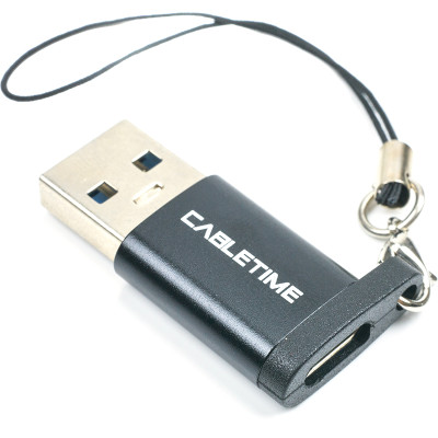 Адаптер Cabletime USB - USB Type-C V 3.0 (M/F) Black (CP73B) Адаптер Cabletime USB - USB Type-C V 3.0 (M/F) Black (CP73B)