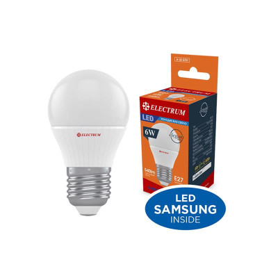 Лампа світлодіодна куля Electrum 6W E27 4000K (A-LB-0751) Лампа світлодіодна куля Electrum 6W E27 4000K (A-LB-0751)